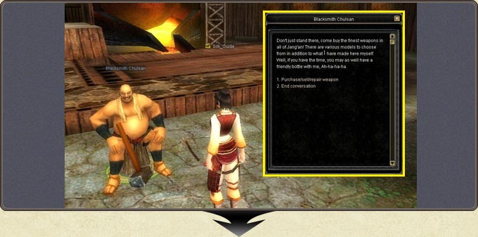 Repairing items at the town NPC