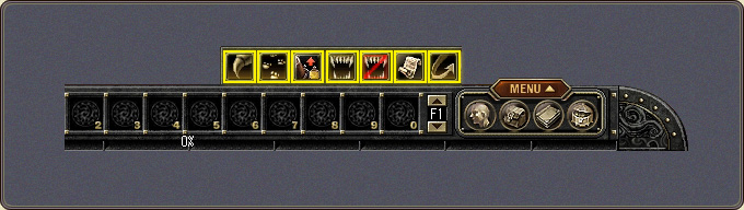 The pet order icons sit above the quick slot bar